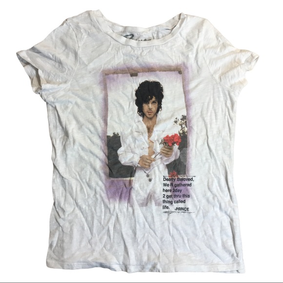 Prince Band Rock Tee Shirt White Womens Medium